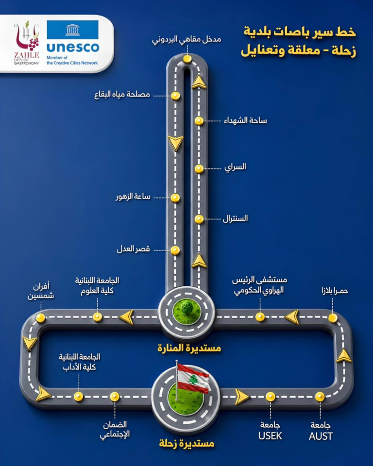 إليكم خط سير باصات بلدية زحلة – معلقة وتعنايل